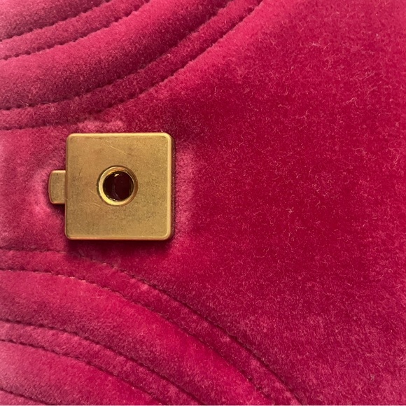 Gucci Marmont Flap Bag Small Velvet Fuchsia - Picture 8 of 12